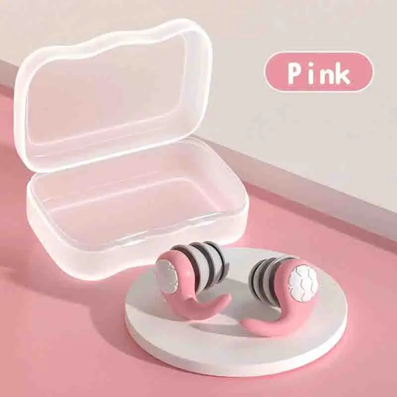 1 Pair of Soft Silicone Earplugs with Noise Cancellation, Waterproof, Comfortable To Wear, Suitable for Sleeping and Swimming