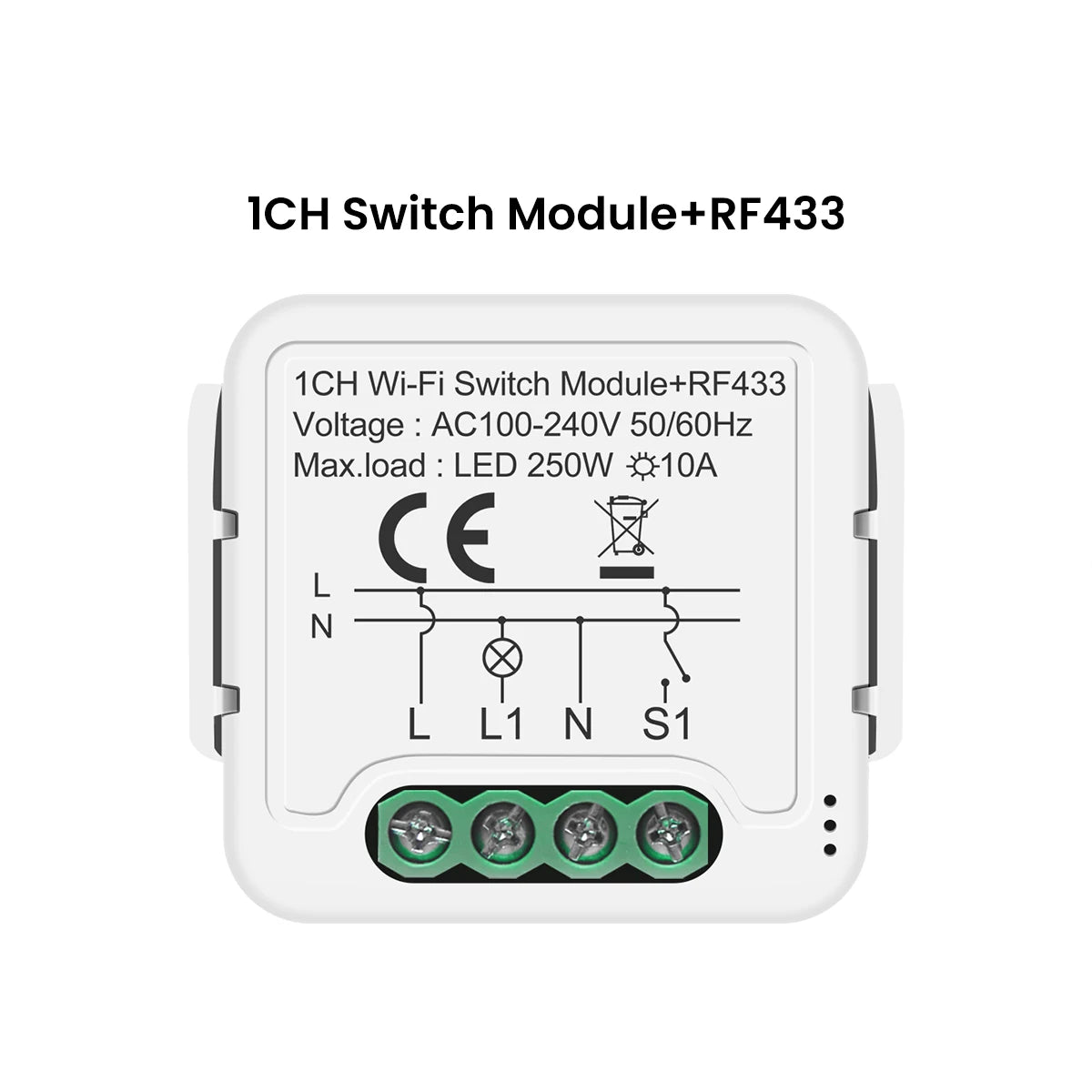 GIRIER Tuya Smart WiFi Switch Module RF433 DIY Breaker Relay Neutral Wire Required Supports 2-way Control Works Alexa Hey Google