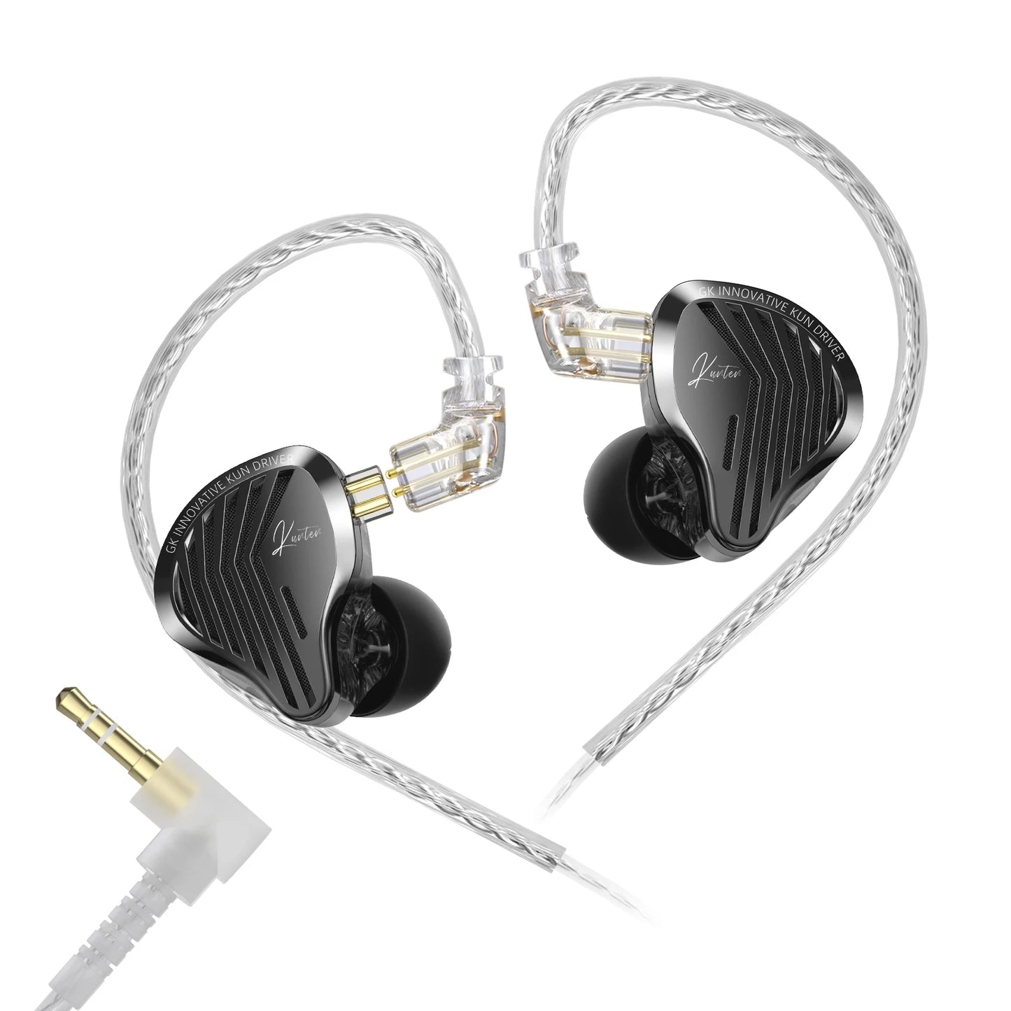 GK KUNTEN Dynamic Drive Headphones HIFI Heavy Bass Earbuds Sports Metal Headphones Detachable Headphones 2PIN KZ Zenith EDX