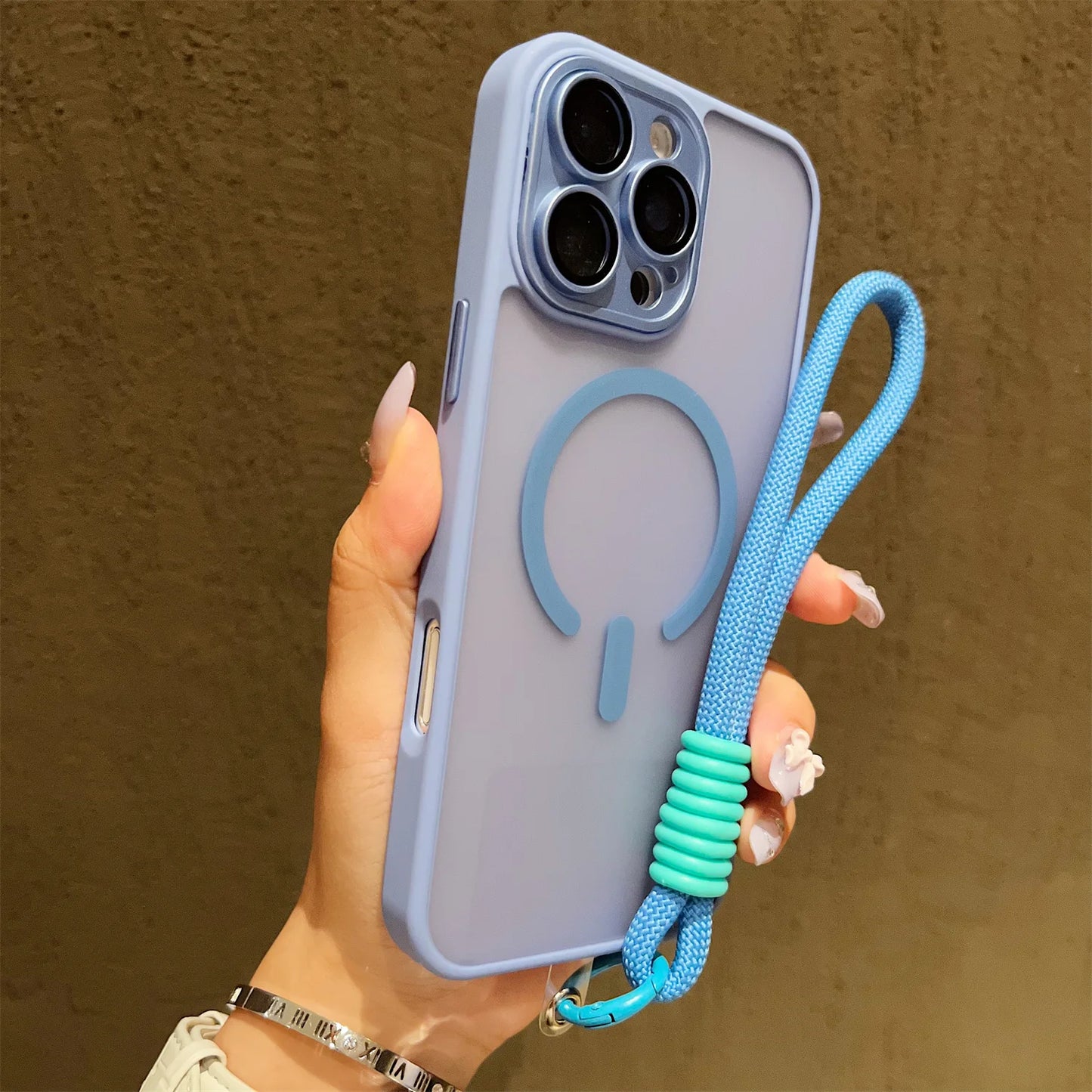 Clear Magsafe Shockproof Bumper Matte Case For iPhone 17 16 14 13 Mini 15 12 11 Pro Max Plus Lanyard Wrist Strap Magnetic Cover