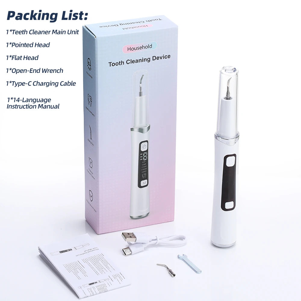 Electric Ultrasonic Dental Scaler with 5 Modes-Oral Tartar & Calculus Remover Teeth Whitening Tooth Stain Cleaner for Oral Care