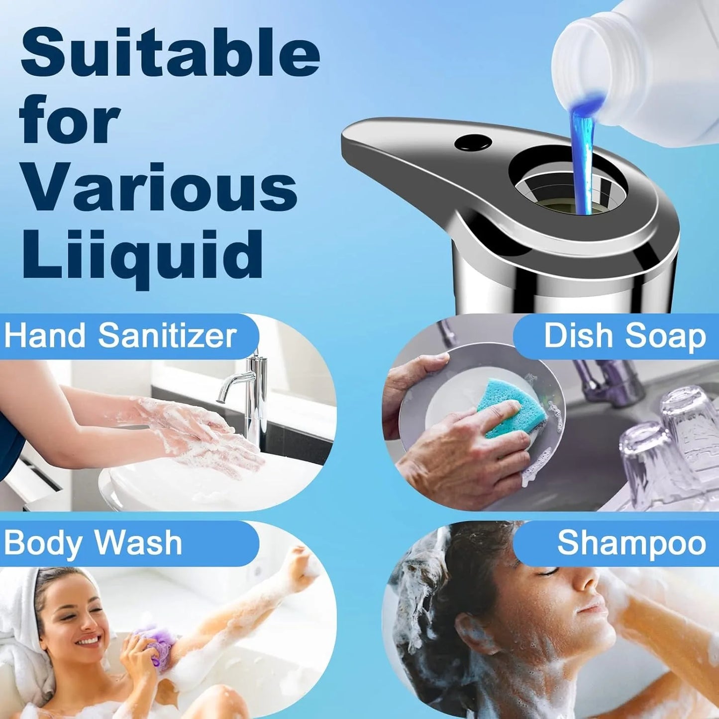 Automatic Soap Dispenser Touchless Infrared Sensor Liquid Hand Soap Dispenser With Adjustable Levels For Bathroom Kitchen