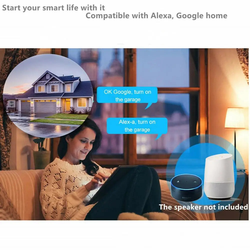 Wofea WiFi Smart Garage Door Opener Controller DC12 DC24V Wrok with Alexa and Google Home 2.4G APP NO Need Gateway