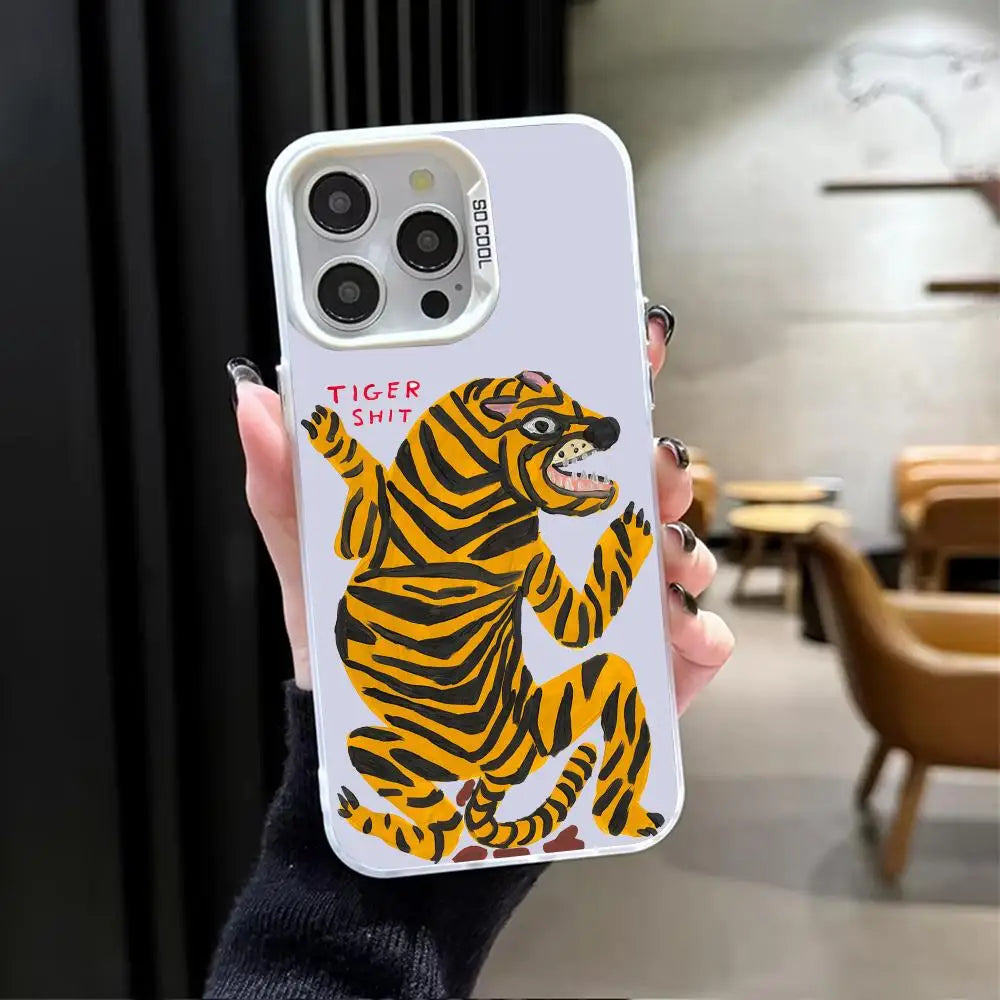 Artist D-David S-Shrigley Phone Case For iPhone 17 16 15 14 13 12 11 Pro Max Matte Laser Aurora Phone Case Shockproof Cover