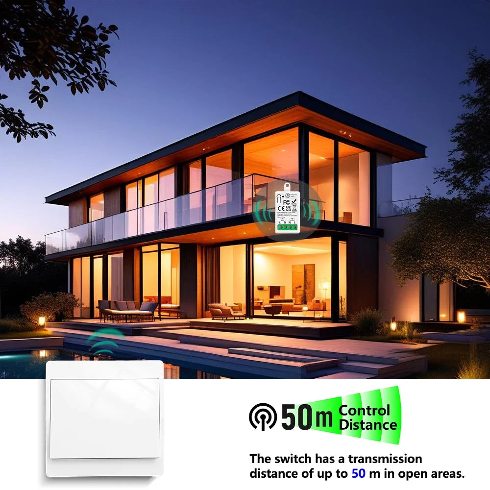 433MHz Wireless Smart On Off Switch 220V Mini Relay,86 Self-Powered Push Button Wall Switch No Need Battery for Home Improvement