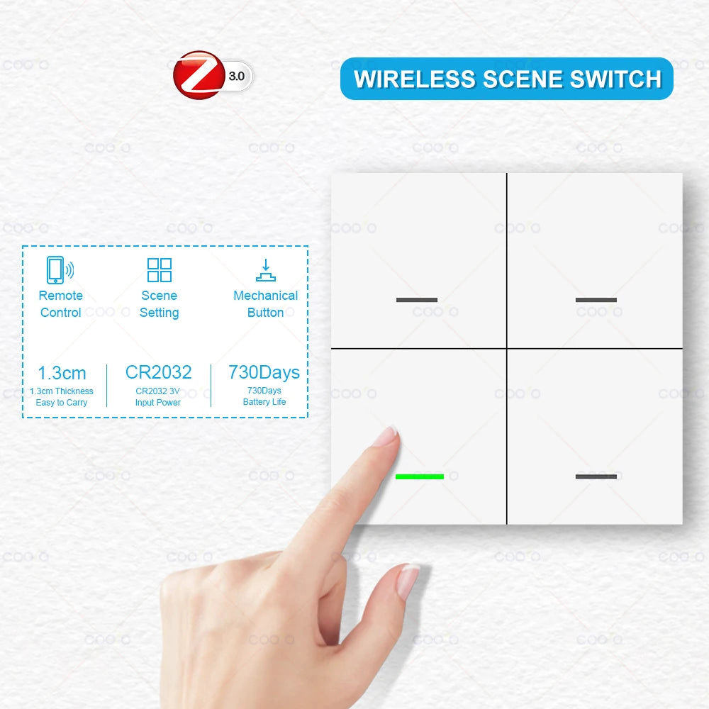 Tuya Zigbee Wireless Smart Scene Switch 4 Gang 12 Modes Home Automatic Lighting Scene Button Controller Need ZigBee Gateway
