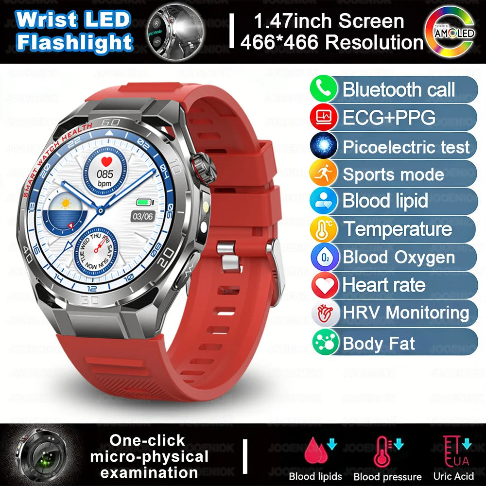 2026 New Accurate Measurement Health Smart Watch Blood Pressure Blood Lipids ECG+PPG Uric Acid BT HD Call Smartwatch Men Women