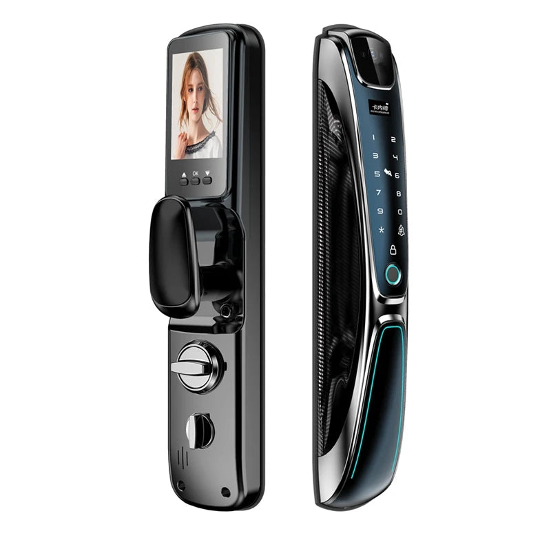 3D Face Recognition Cat Eye Fingerprint Wifi Smart Door Lock Password IC Card APP Control Key Backup Unlock For Home Apartment