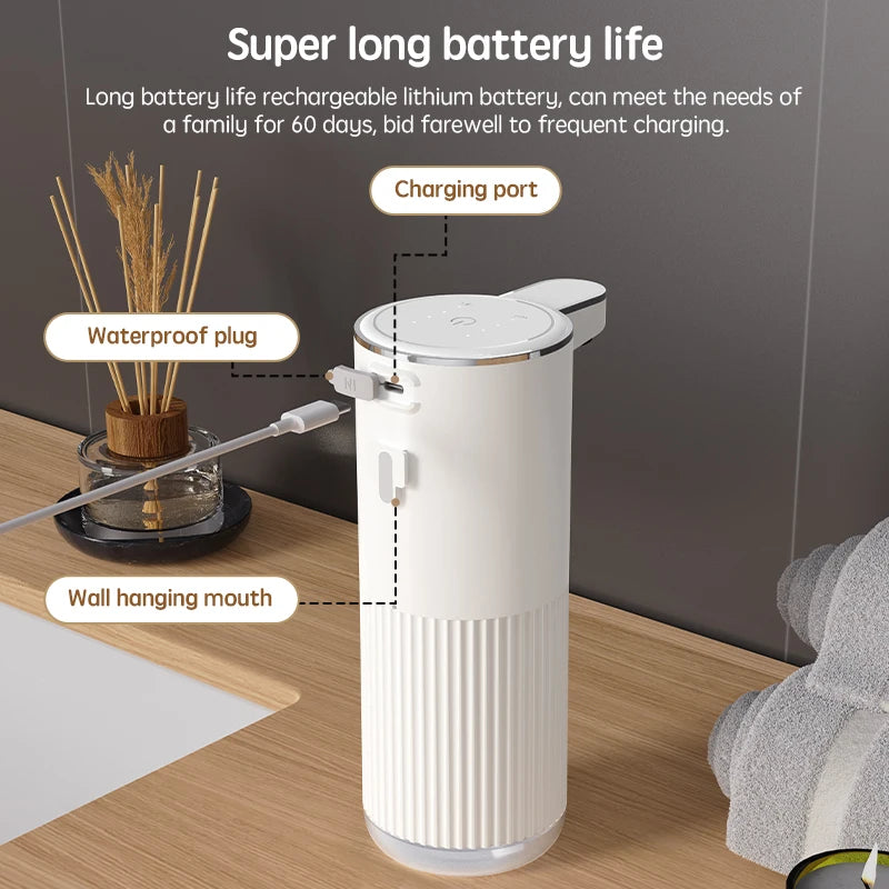 360ML Light Display Rechargeable 4-Gears Adjustable Foam/Gels Smart Infrared Automatic Sense Soap Dispenser For Kitchen Bathroom