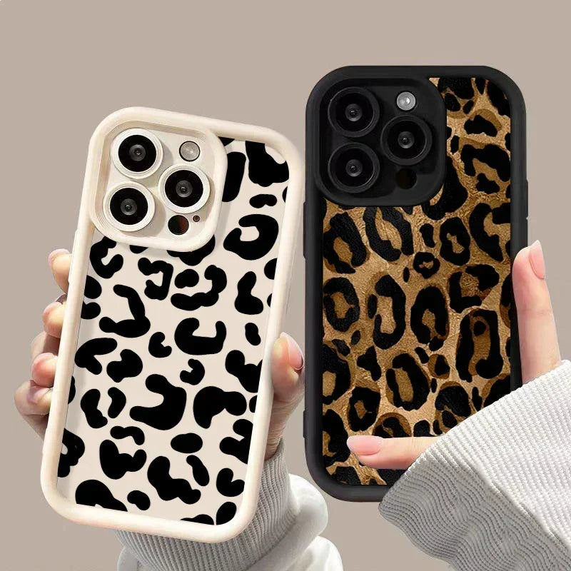 Stylish Leopard Print Phone Case, Retro Aesthetic Shockproof Cover For iPhone 17 14 15 16 Pro Max 11 12 13 Soft Thickened Cover