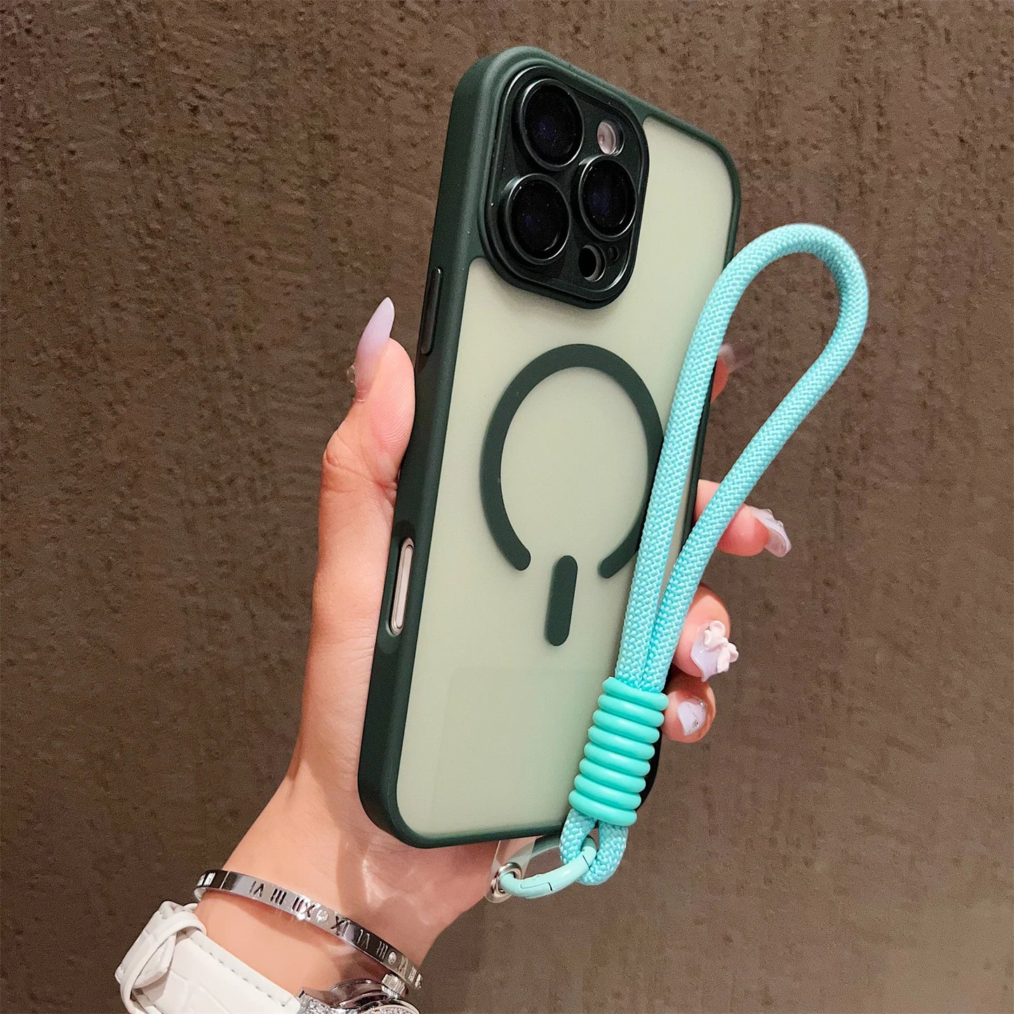 Clear Magsafe Shockproof Bumper Matte Case For iPhone 17 16 14 13 Mini 15 12 11 Pro Max Plus Lanyard Wrist Strap Magnetic Cover