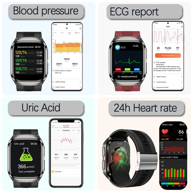New Ultra Air Bag Precise Measurement SmartWatch Blood Fat ECG Heart Rate Blood Pressure Broadcast NFC Health Smart Watches 2026