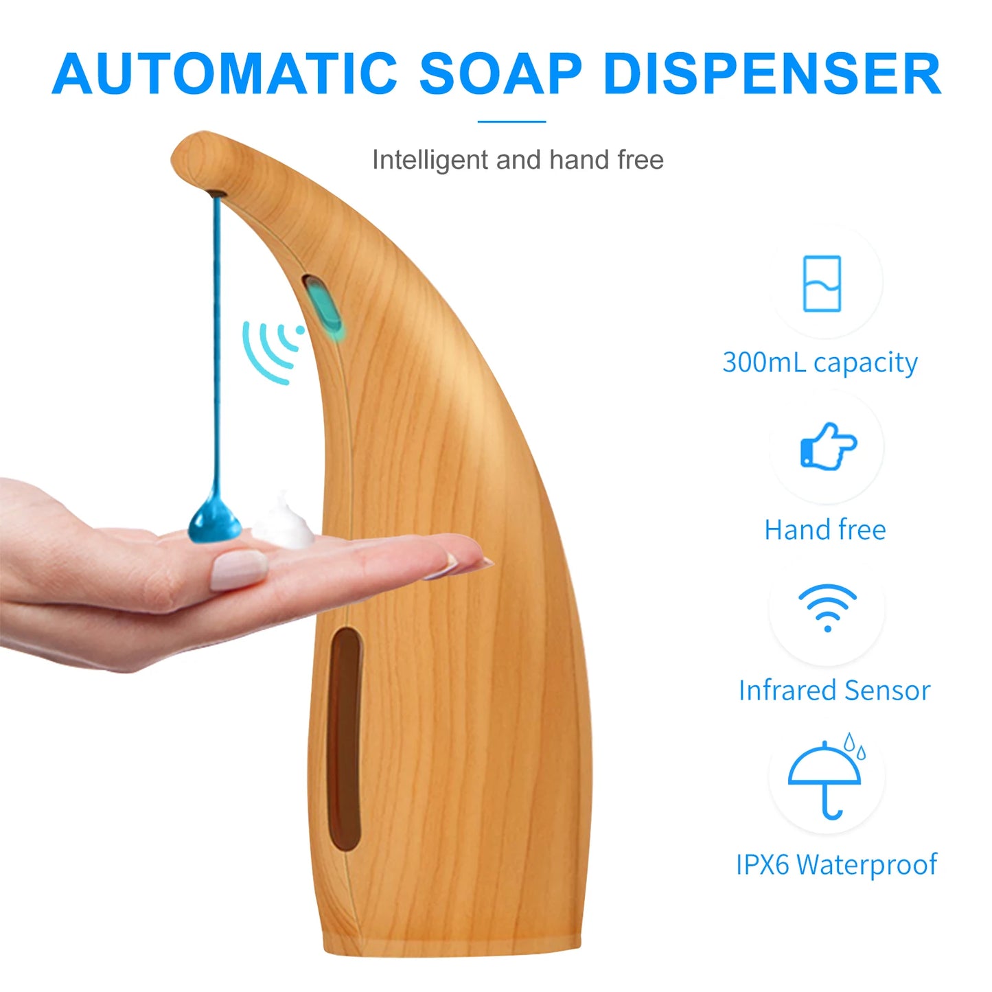 300mL Automatic Soap Dispenser Infrared Hand-free Touchless Soap Dispenser Dish Liquid Shampoo Chamber Auto Hand Soap Dispenser