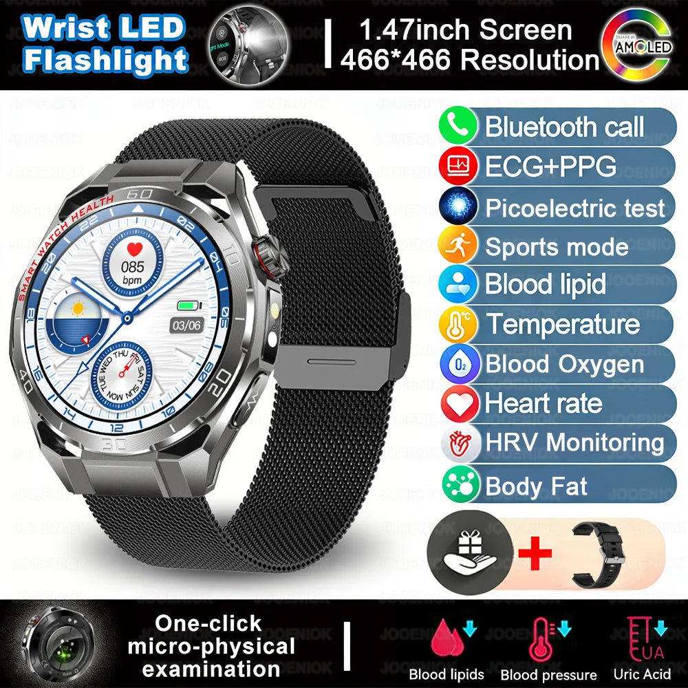 2026 New Accurate Measurement Health Smart Watch Blood Pressure Blood Lipids ECG+PPG Uric Acid BT HD Call Smartwatch Men Women