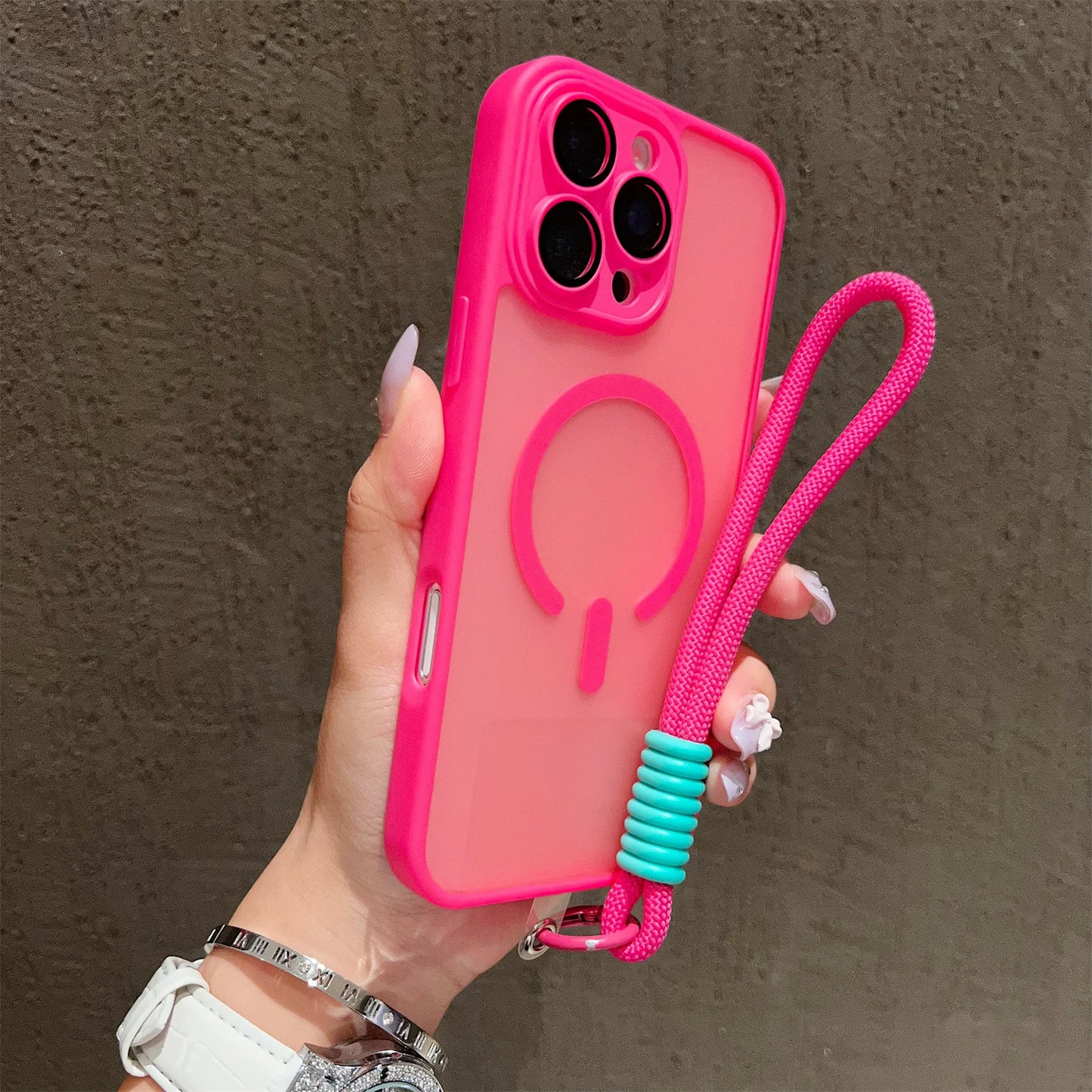 Clear Magsafe Shockproof Bumper Matte Case For iPhone 17 16 14 13 Mini 15 12 11 Pro Max Plus Lanyard Wrist Strap Magnetic Cover