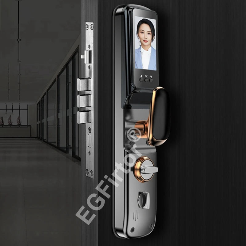 3D Face Recognition Cat Eye Fingerprint Wifi Smart Door Lock Password IC Card APP Control Key Backup Unlock For Home Apartment