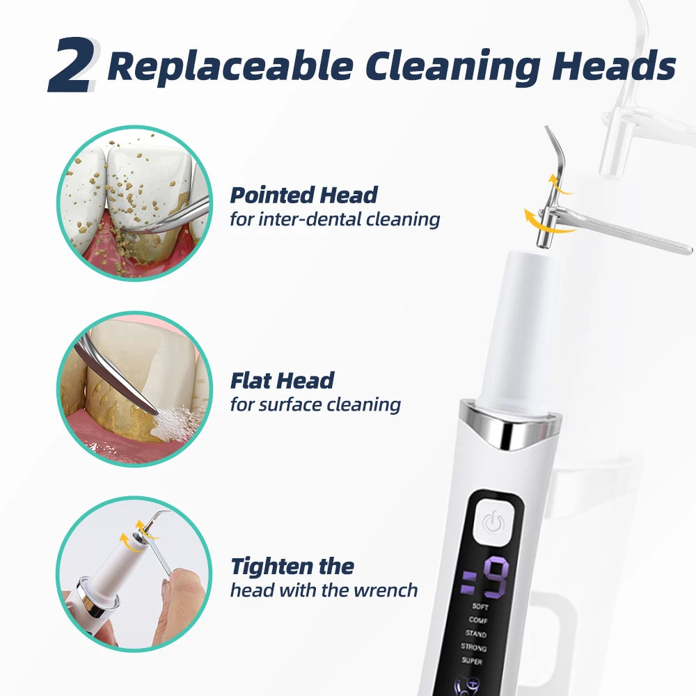 Electric Ultrasonic Dental Scaler with 5 Modes-Oral Tartar & Calculus Remover Teeth Whitening Tooth Stain Cleaner for Oral Care
