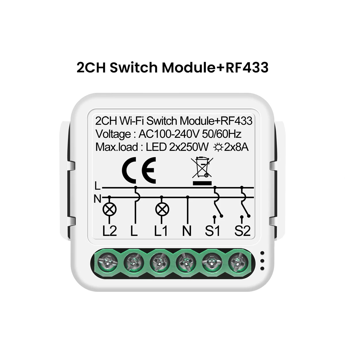 GIRIER Tuya Smart WiFi Switch Module RF433 DIY Breaker Relay Neutral Wire Required Supports 2-way Control Works Alexa Hey Google