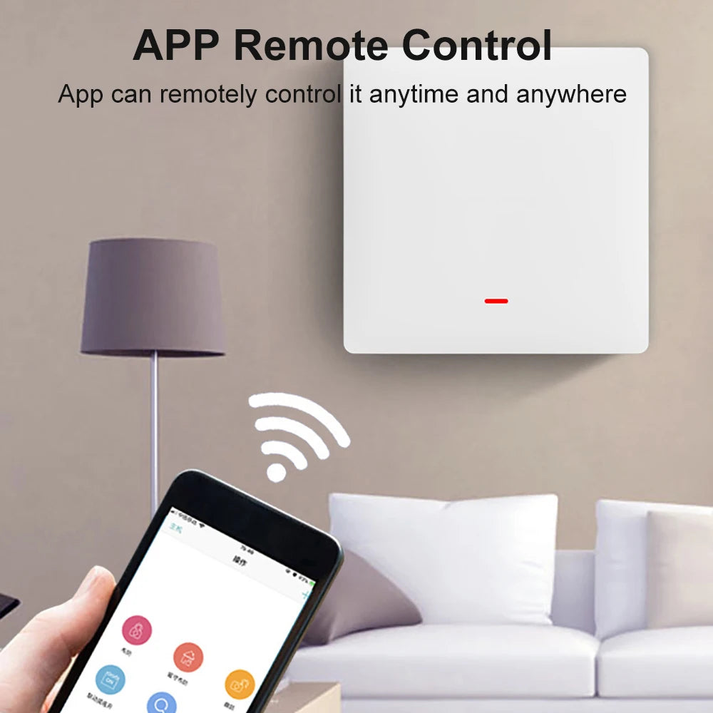 Tuya Smart Wall Light Switch Push Button Control No/With Neutral Wire APP Remote Timing  Support Alexa Google Home Yandex Alice