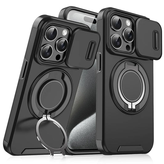 360°Rotating Hidden Metal Ring Car Holder Soft TPU+Hard PC Bumper Phone Case For IPhone 15 Pro Max 13 12 11 14 16 Pro Max Plus