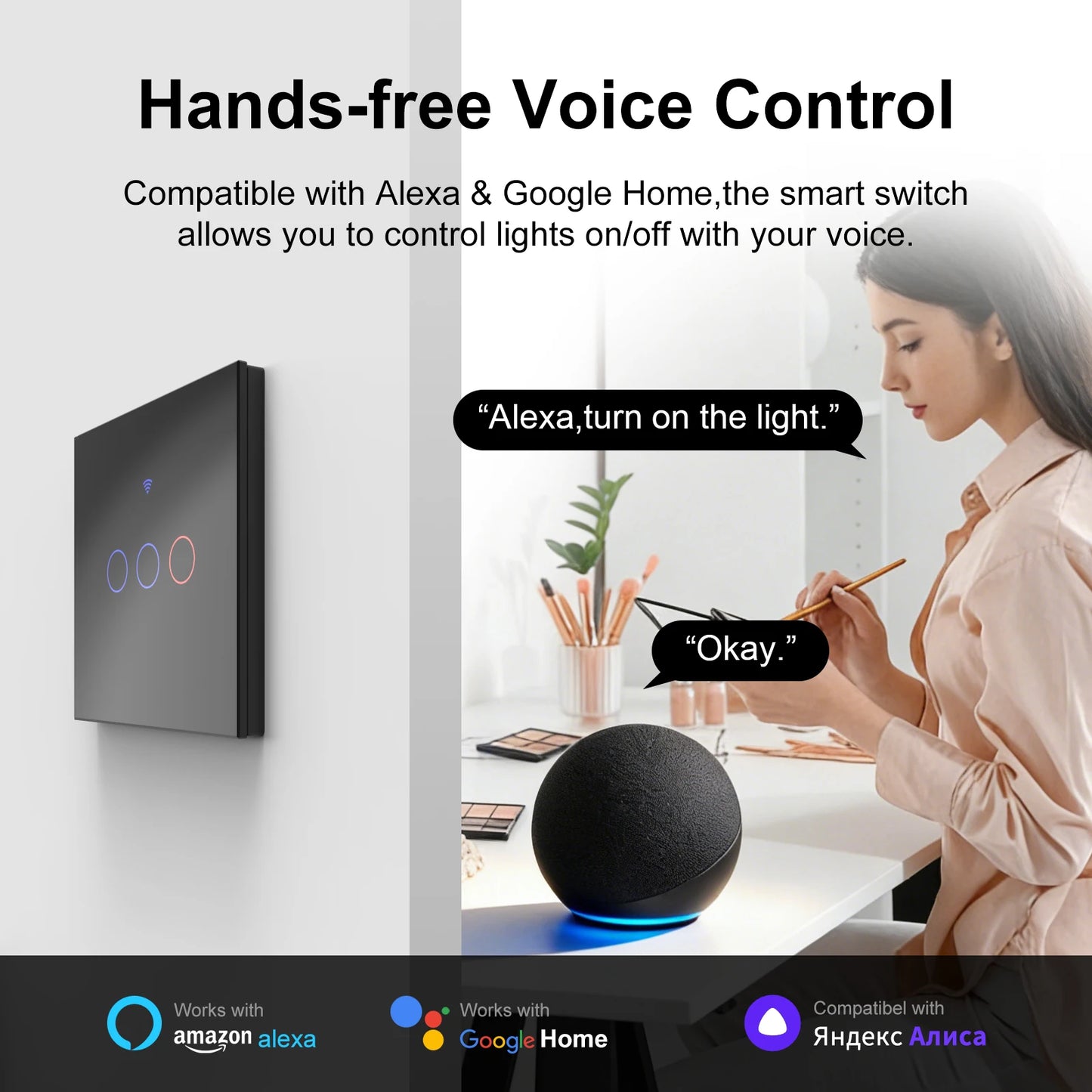 Tuya WiFi Touch Switch Light Wall Smart Switch for EU Smart Home Life Alexa Google Home 433RF WiFi Remote 1/2/3/4 Gang