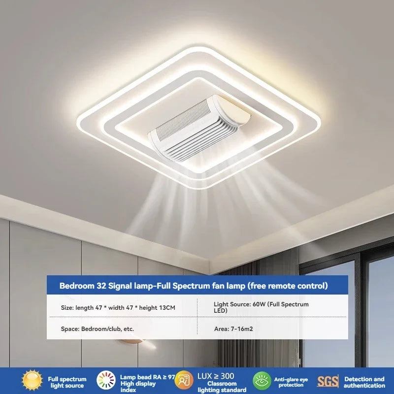 LED Invisible Bladeless Ceiling Fan Chandelier Smart Home Decoration for Living Room Bedroom Children's Room Indoor Lamps