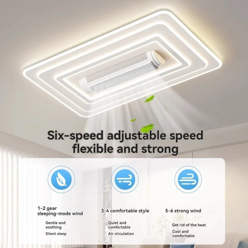 LED Invisible Bladeless Ceiling Fan Chandelier Smart Home Decoration for Living Room Bedroom Children's Room Indoor Lamps