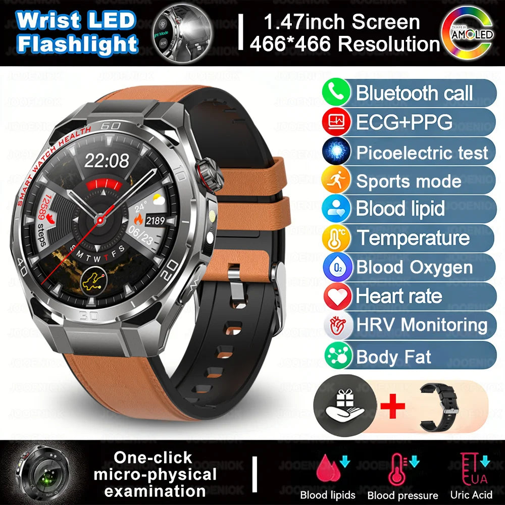 2026 New Accurate Measurement Health Smart Watch Blood Pressure Blood Lipids ECG+PPG Uric Acid BT HD Call Smartwatch Men Women