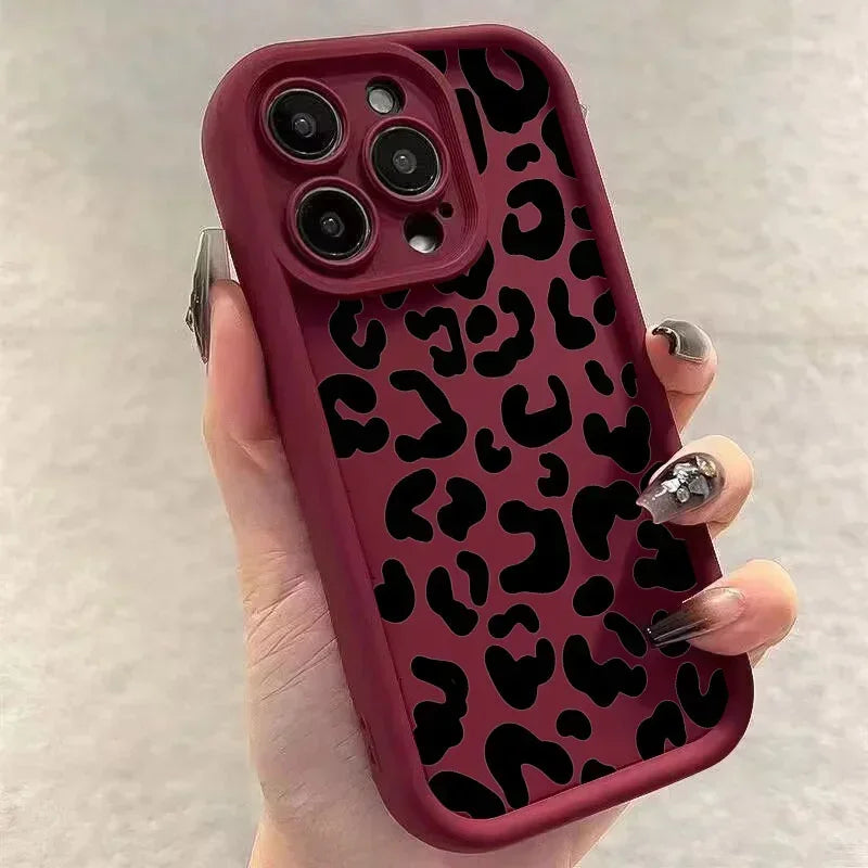 Stylish Leopard Print Phone Case, Retro Aesthetic Shockproof Cover For iPhone 17 14 15 16 Pro Max 11 12 13 Soft Thickened Cover