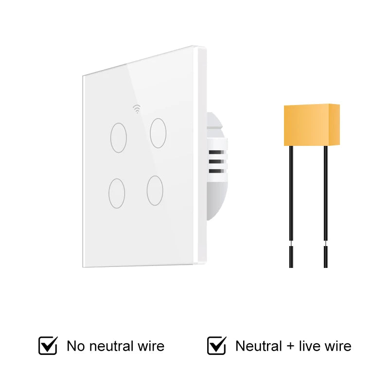 Tuya WiFi Touch Switch Light Wall Smart Switch for EU Smart Home Life Alexa Google Home 433RF WiFi Remote 1/2/3/4 Gang