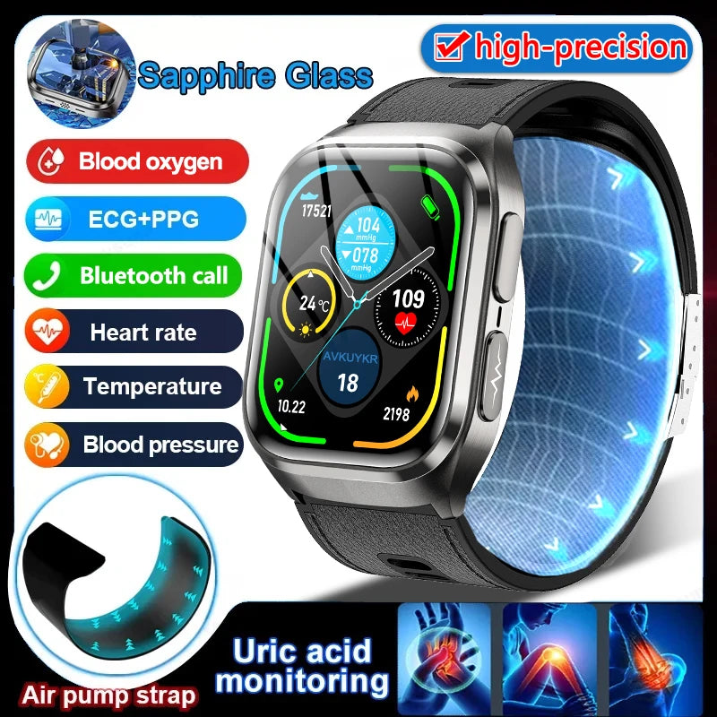 New Ultra Air Bag Precise Measurement SmartWatch Blood Fat ECG Heart Rate Blood Pressure Broadcast NFC Health Smart Watches 2026