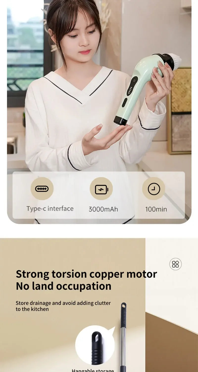 Multi-tool Multifunctional Electric Cleaning Brush, for Rotating Bathroom, Kitchen, Toilet & Automotive Cleaning.
