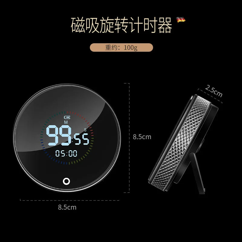 USB Charging Electronic Timer Magnetic Suction Rotary Timer Kitchen Baking Student Countdown Manage