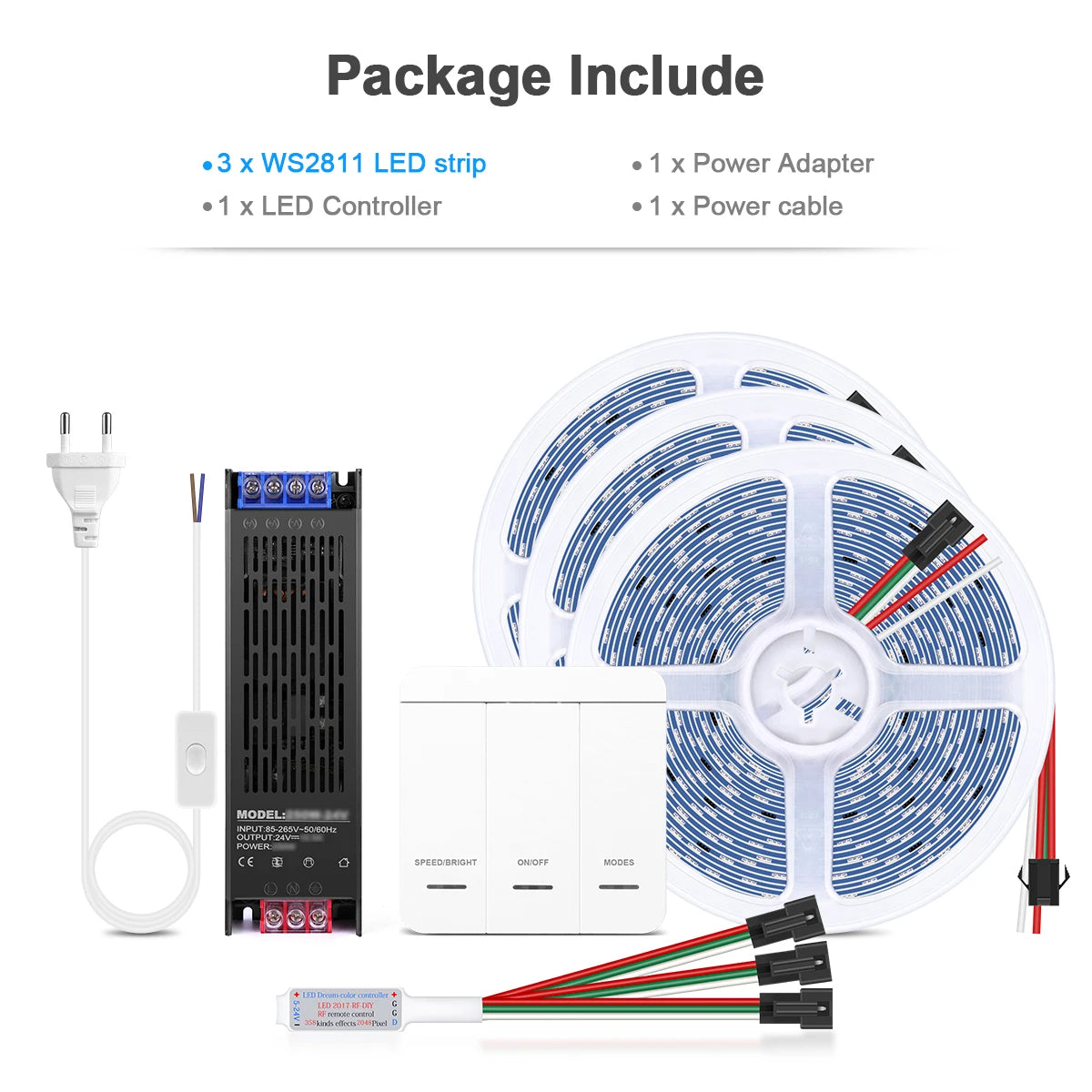 Smart Addressable Pixel WS2811 LED Strip Light 5M 10M KIT Running Water Flow Chasing LED Tape For Wall Ceiling Cabinet Decoratio