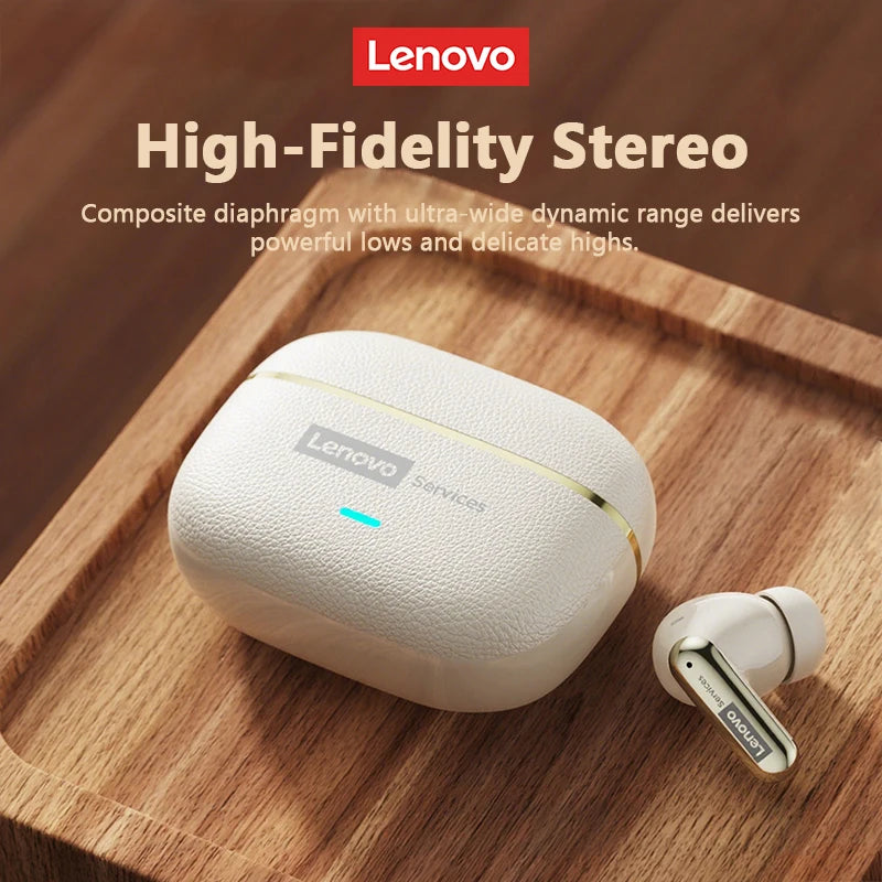 Lenovo LE208 TWS Bluetooth 6.0 Wireless Leather Earphones Stereo ENC Noise Cancelling Headphone 38ms Low Latency Gaming Headset