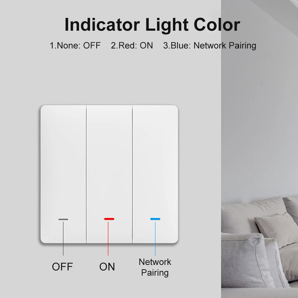 Tuya Smart Wall Light Switch Push Button Control No/With Neutral Wire APP Remote Timing  Support Alexa Google Home Yandex Alice