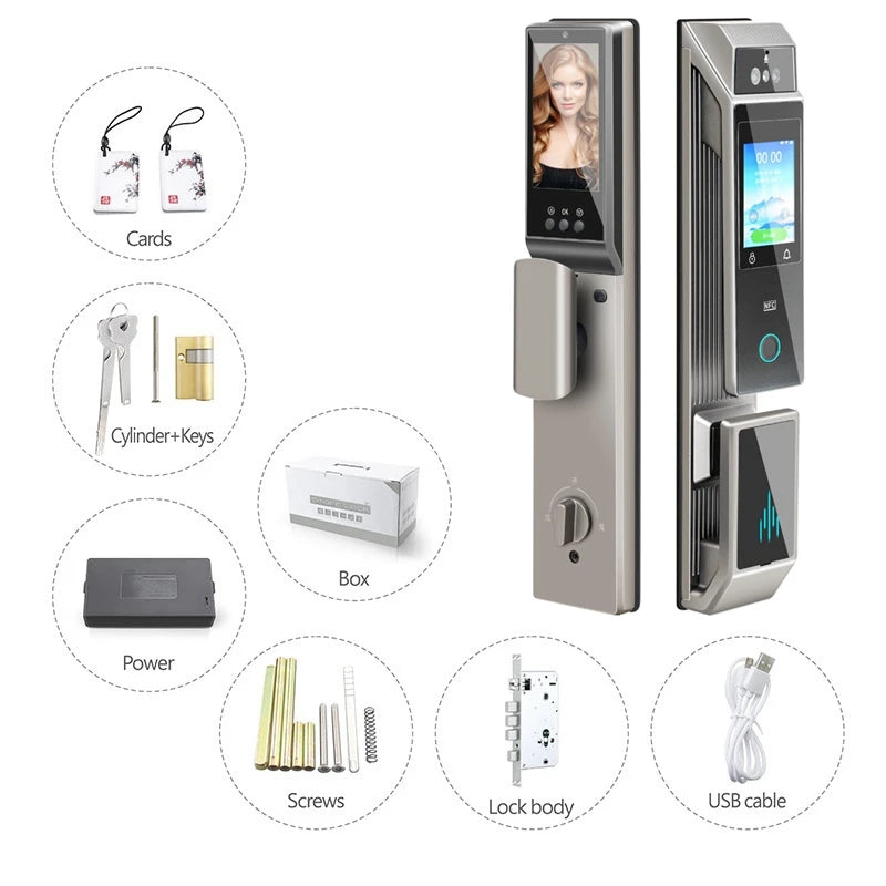 Q6 3D Face Recognition Smart Door Lock Fingerprint WIFI APP Remote Control Home Security Gate Electronic Lock