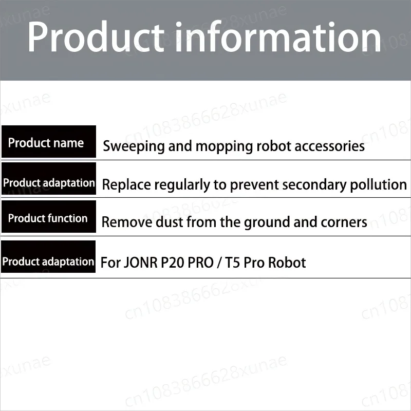 For JONR P20 PRO / T5 Pro Robot Vacuum Cleaner Accessories Main Side Brush Hepa Filter Mop Cloth Dust Bag Replacement