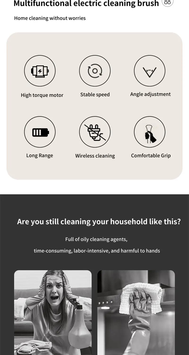 Multi-tool Multifunctional Electric Cleaning Brush, for Rotating Bathroom, Kitchen, Toilet & Automotive Cleaning.