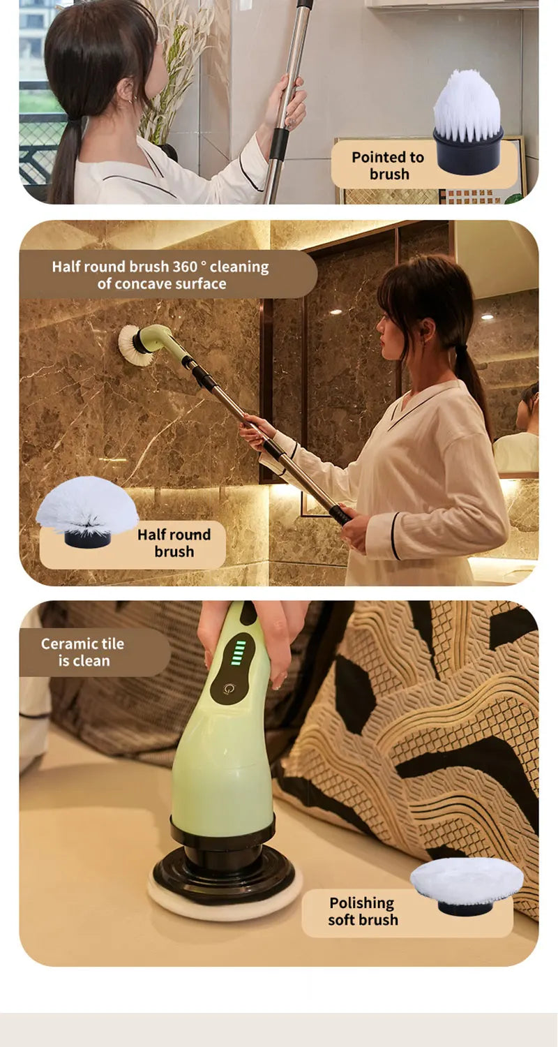 Multi-tool Multifunctional Electric Cleaning Brush, for Rotating Bathroom, Kitchen, Toilet & Automotive Cleaning.