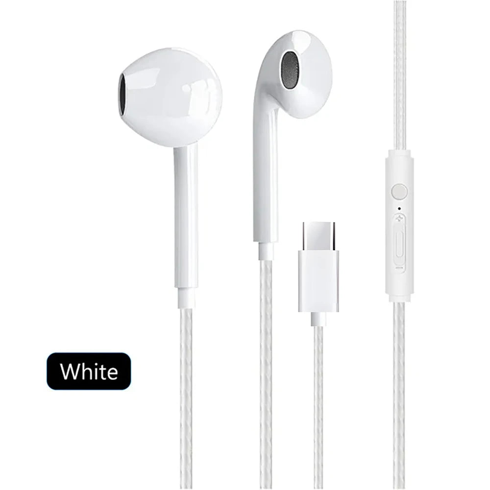 Type C Wired Earphones In Ear Headset Game 3.5mm Wired Headphones with Microphone Bass Stereo Earbuds In-line Control For Phones