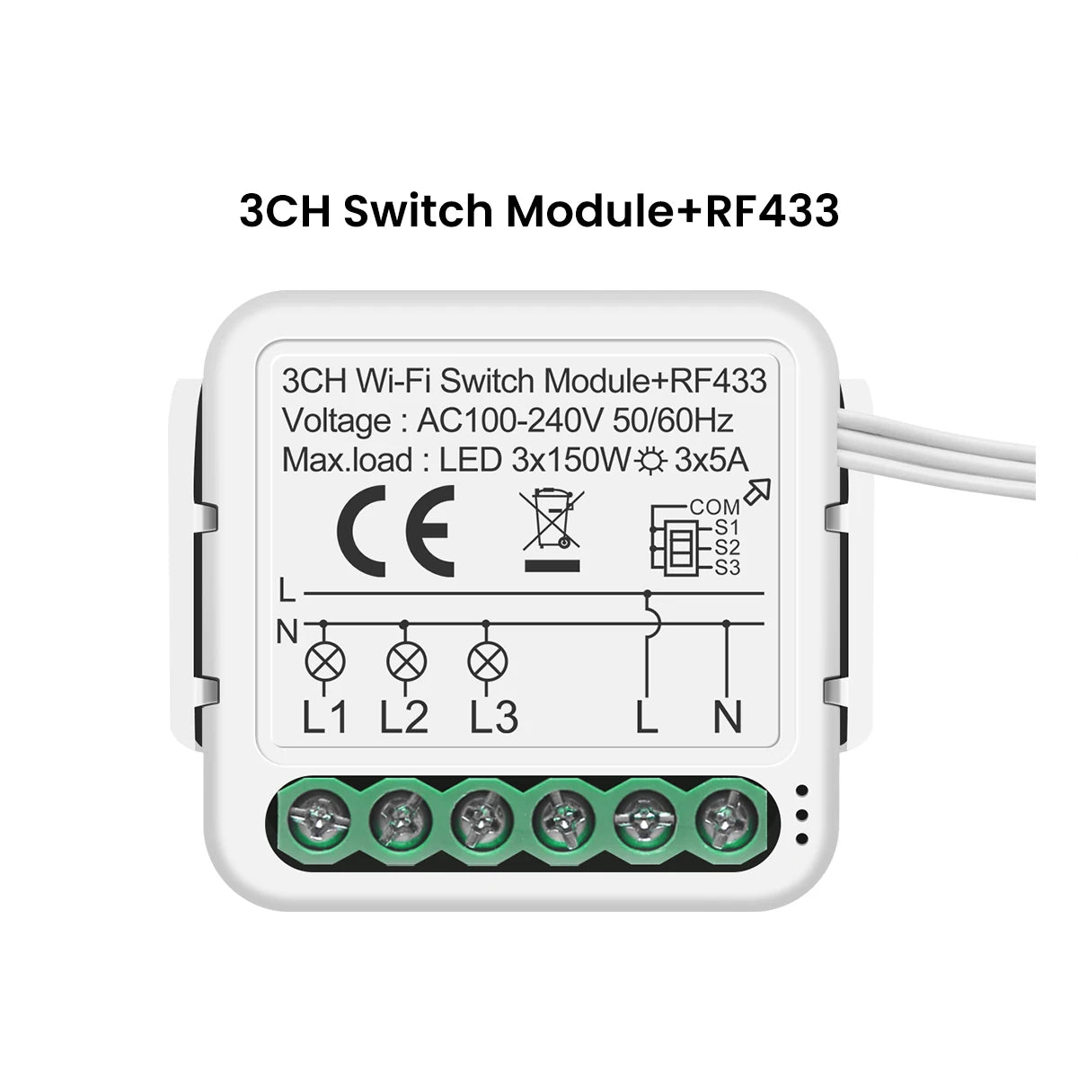 GIRIER Tuya Smart WiFi Switch Module RF433 DIY Breaker Relay Neutral Wire Required Supports 2-way Control Works Alexa Hey Google