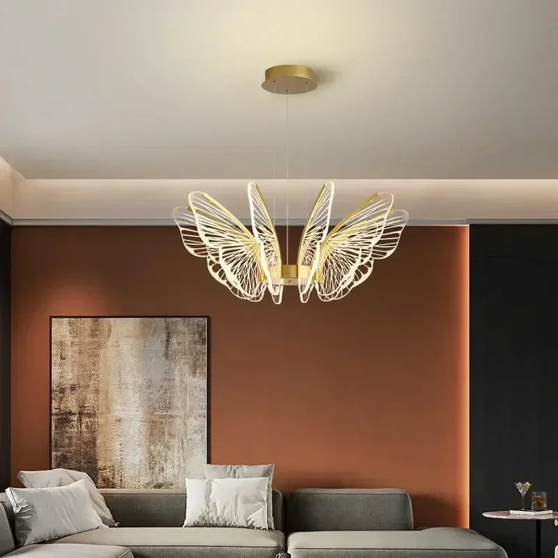 Nordic Creative Butterfly Chandeliers Living Room Restaurant Bedroom LED Intelligent Pendant Lamp Modern Indoor Lighting Decor
