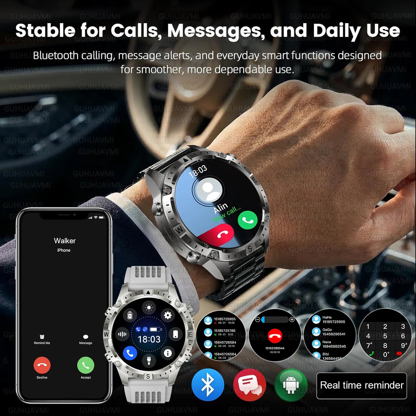 New Men Military GPS Smart Watch Built-in Positioning Compass Altimeter 10ATM Waterproof BT Call Heart Rate Monitor Smart Watch