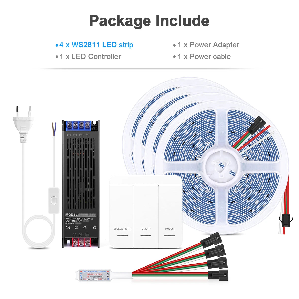 Smart Addressable Pixel WS2811 LED Strip Light 5M 10M KIT Running Water Flow Chasing LED Tape For Wall Ceiling Cabinet Decoratio