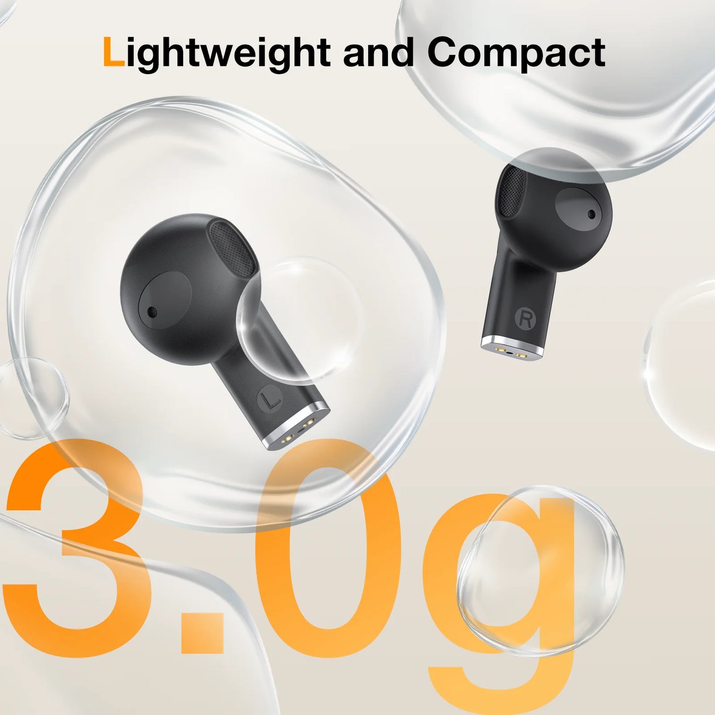 1HORA AUT209 Wireless Bluetooth 5.3 Earbuds With Charging Case Black/White Intelligent Touch Control Compatible with IOS/Android