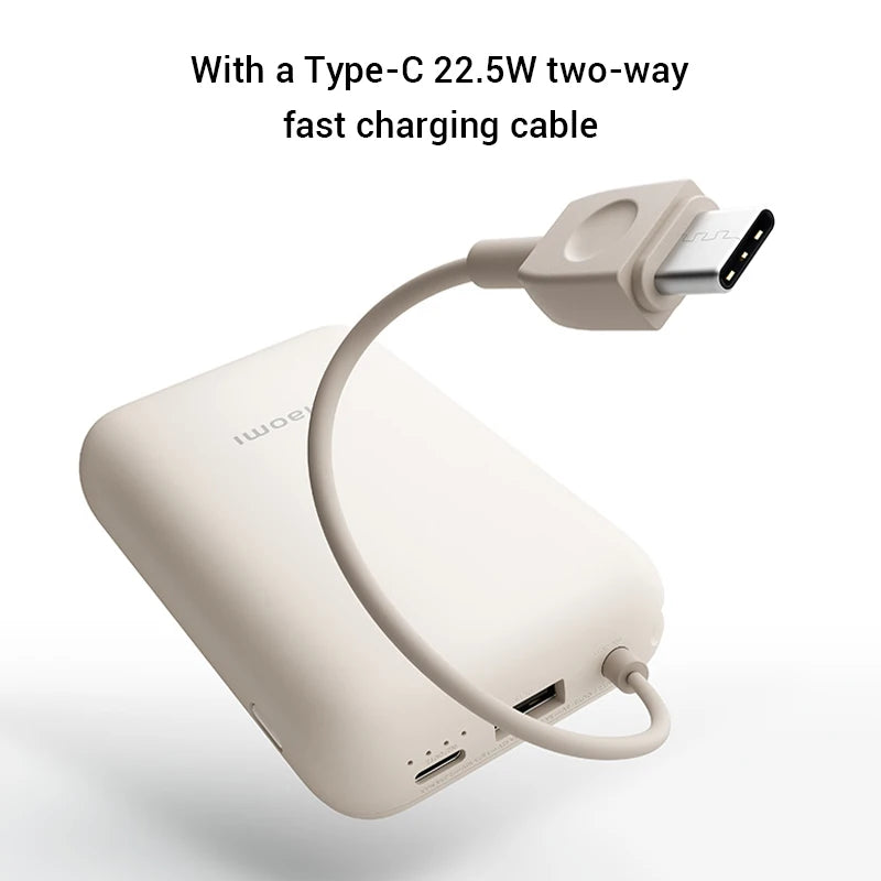 Xiaomi Built In Cable Power Bank 10000mAh 22.5W P15ZM Type-C Two way Fast Charging Mi Powerbank Portable Powerbank For iPhone