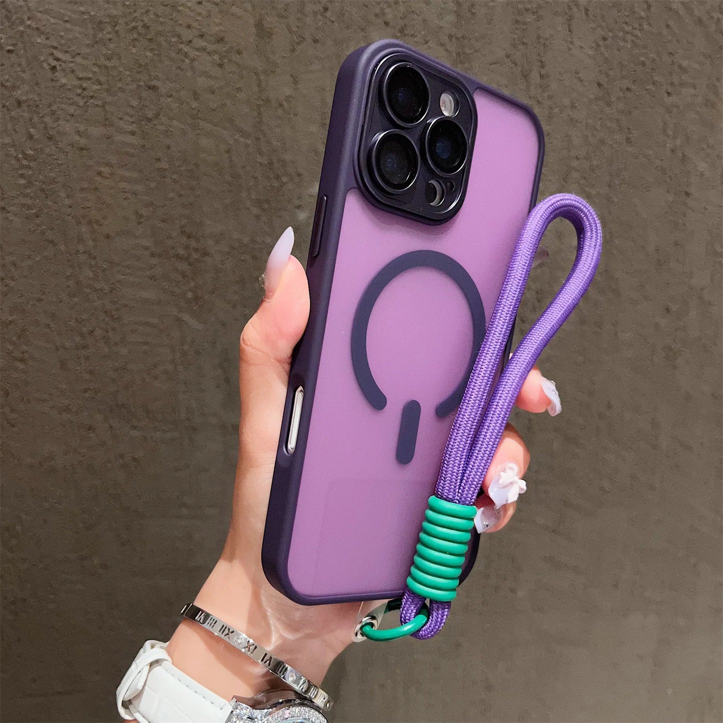 Clear Magsafe Shockproof Bumper Matte Case For iPhone 17 16 14 13 Mini 15 12 11 Pro Max Plus Lanyard Wrist Strap Magnetic Cover