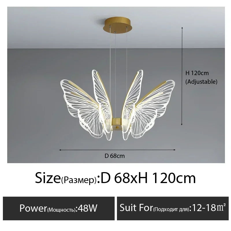 Nordic Creative Butterfly Chandeliers Living Room Restaurant Bedroom LED Intelligent Pendant Lamp Modern Indoor Lighting Decor