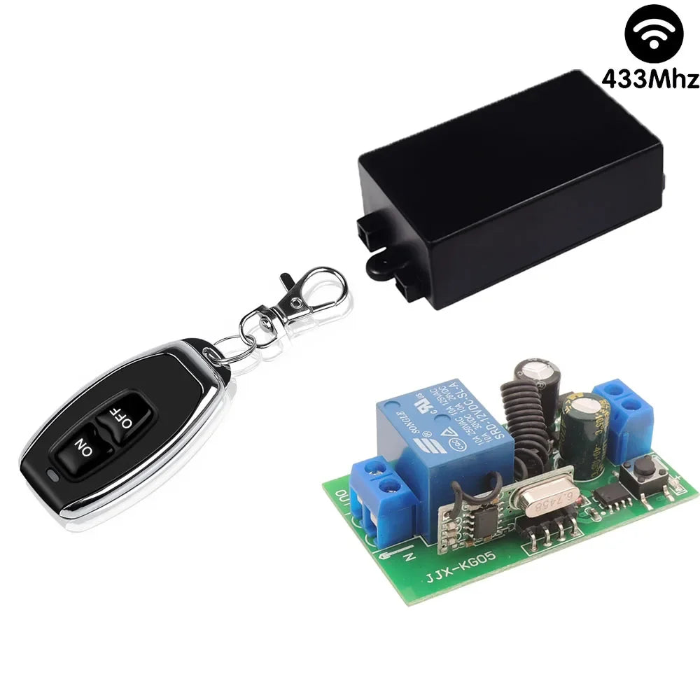 220V Wireless Switch 433MHz Light Remote Control Switch 10A Relay Module Universal Transmitter KeyFob for Smart Home LED Fan DIY